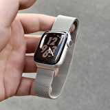 NovStrap Apple Watch SE 40mm Uyumlu Starlight Yıldız Işığı Hasır Örgü Metal Kordon Kayış