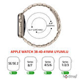 NovStrap Apple Watch 38 40 41 mm Seri 4 5 6 7 8 9 Se Uyumlu Kordon Yıldızışığı Starlight Metal Çelik