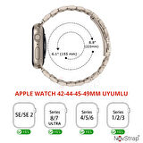 NovStrap Apple Watch Uyumlu  Ultra/Ultra 2 49 mm  Kordon Starlight Yıldız Işığı Klasik Metal Çelik