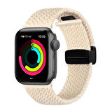NovStrap Apple Watch Seri 7/8 45mm ile Uyumlu Kordon Magnet Tokalı Flexible Elastik Örgü Kayış
