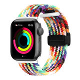 NovStrap Apple Watch Ultra 49mm ile Uyumlu Kordon Magnet Tokalı Flexible Elastik Örgü Kayış