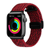 NovStrap Apple Watch SE 44mm ile Uyumlu Kordon Magnet Tokalı Flexible Elastik Örgü Kayış