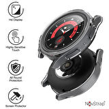 NovStrap Samsung Galaxy Watch 5 Pro 45mm Uyumlu Ekran Koruyucu Cam ve Kasa Koruyucu Sert PC