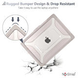 NovStrap Apple MacBook Pro M1 M2 Çip 13 inç A2338 ile Uyumlu Kılıf Armor Zırh Kılıf Standlı Kapak