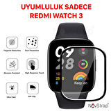NovStrap Xiaomi Redmi Watch 3 ile Uyumlu Ekran Koruyucu Nano Esnek Cam Tam Kaplayan PPM
