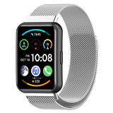 NovStrap Huawei Watch Fit 2 ile Uyumlu Kordon Kayış Metal Hasır Kordon