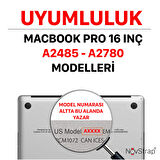 NovStrap Apple MacBook Pro 16 inç M1 M2 A2485 A2780 ile Uyumlu Kılıf Sert Rubber Mat Buzlu Kapak