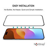 NovStrap Apple iPhone 15 Pro Max ile Uyumlu Ekran Koruyucu Parlak Şeffaf Seramik Nano Esnek Cam