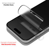 NovStrap Apple iPhone 15 Pro Max ile Uyumlu Ekran Koruyucu Mat Seramik Nano Esnek Cam