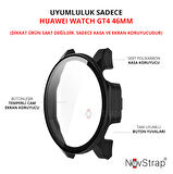 NovStrap Huawei Watch GT4 46mm ile Uyumlu Ekran Koruyucu Cam ve Kasa Koruyucu Kılıf Sert PC
