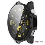 NovStrap Huawei Watch GT4 46mm ile Uyumlu Ekran Koruyucu Cam ve Kasa Koruyucu Kılıf Sert PC