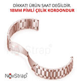 NovStrap Huawei Watch GT4 41mm ile Uyumlu Kordon (18mm Pimli) Çelik Metal Kordon Kayış
