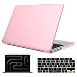 NovStrap Apple Macbook Pro 14 inç M3 A2992 A2918 ile Uyumlu Parlak Kılıf + Siyah Klavye Kılıfı +Film