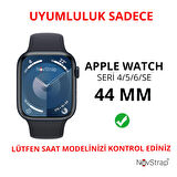 NovStrap Apple Watch 4/5/6/Se Seri 44mm ile Uyumlu Starlight Yıldız Işığı Ekran Kasa Koruyucu Kapak