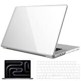 NovStrap Apple Macbook Pro 16 inç M3 A2991 ile Uyumlu Parlak Kılıf + Şeffaf Klavye Kılıfı + Film