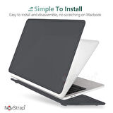 NovStrap Apple Macbook Air 15 inç A2941 ile Uyumlu Mat Buzlu Kılıf + Siyah Klavye Kılıfı + Film