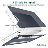 NovStrap Apple Macbook Air 15 inç A2941 ile Uyumlu Kristal Parlak Kılıf + Siyah Klavye Kılıfı +Film