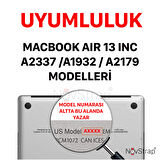 NovStrap Apple MacBook Air M1 Çip 13 inç A2337 ile Uyumlu Simli Kılıf + Siyah Klavye Kılıfı + Film