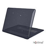 NovStrap Apple MacBook Air M1 Çip 13 inç A2337 ile Uyumlu Simli Kılıf + Siyah Klavye Kılıfı + Film