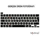NovStrap Apple MacBook Pro M1 M2 13 inç A2338 ile Uyumlu Simli Kılıf + Siyah Klavye Kılıfı + Film