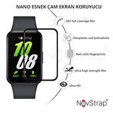 NovStrap Samsung Galaxy Fit3 ile Uyumlu Ekran Koruyucu Nano Esnek Cam Tam Kaplayan PPM