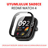 NovStrap Xiaomi Redmi Watch 4 ile Uyumlu Ekran Koruyucu Temperli Cam ve Kasa Koruyucu Kılıf Sert Pc