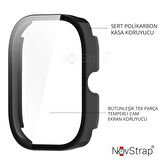 NovStrap Xiaomi Redmi Watch 4 ile Uyumlu Ekran Koruyucu Temperli Cam ve Kasa Koruyucu Kılıf Sert Pc