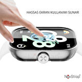 NovStrap Xiaomi Redmi Watch 4 ile Uyumlu Ekran Koruyucu Temperli Cam ve Kasa Koruyucu Kılıf Sert Pc