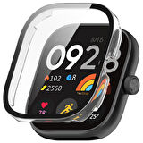 NovStrap Xiaomi Redmi Watch 4 ile Uyumlu Ekran Koruyucu Temperli Cam ve Kasa Koruyucu Kılıf Sert Pc