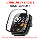 NovStrap Xiaomi Redmi Watch 4 ile Uyumlu Ekran Koruyucu Temperli Cam ve Kasa Koruyucu Kılıf Sert Pc