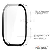 NovStrap Xiaomi Redmi Watch 4 ile Uyumlu Ekran Koruyucu Temperli Cam ve Kasa Koruyucu Kılıf Sert Pc