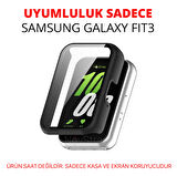 NovStrap Samsung Galaxy Fit3 ile Uyumlu Ekran Koruyucu Temperli Cam ve Kasa Koruyucu Kılıf Sert Pc