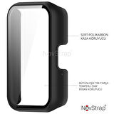 NovStrap Samsung Galaxy Fit3 ile Uyumlu Ekran Koruyucu Temperli Cam ve Kasa Koruyucu Kılıf Sert Pc