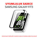 NovStrap Samsung Galaxy Fit3 ile Uyumlu Ekran Koruyucu Temperli Cam ve Kasa Koruyucu Kılıf Sert Pc