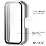 NovStrap Samsung Galaxy Fit3 ile Uyumlu Ekran Koruyucu Temperli Cam ve Kasa Koruyucu Kılıf Sert Pc
