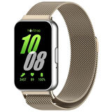 NovStrap Samsung Galaxy Fit 3 ile Uyumlu Kordon Mıknatıslı Metal Hasır Kordon Kayış