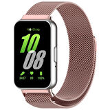 NovStrap Samsung Galaxy Fit 3 ile Uyumlu Kordon Mıknatıslı Metal Hasır Kordon Kayış