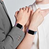 NovStrap Samsung Galaxy Fit 3 ile Uyumlu Kordon Mıknatıslı Metal Hasır Kordon Kayış