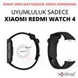 NovStrap Xiaomi Redmi Watch 4 ile Uyumlu Kordon Kayış Yumuşak Silikon Klasik Kordon