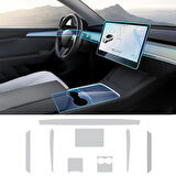 NovStrap Tesla Model Y/3 İle Uyumlu Trim ve Ekran Koruyucu Film 8 Parça Şeffaf Araç İçi Ppf Kaplama
