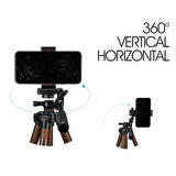 NovStrap 3130 Tripod 124 cm Profesyonel Alüminyum Kamera Fotoğraf Makinesi Cep Telefon Tutucu Tripod