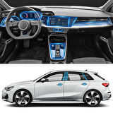 NovStrap Audi A3 2022 2023 2024 İle Uyumlu Trim ve Ekran Koruyucu Film 18 Parça Şeffaf Ppf Kaplama