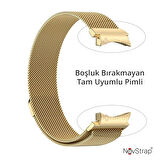 NovStrap Samsung Galaxy Watch 7 Fe 6 5 4 40-42-43-44-45-46-47 Mm ile Uyumlu Kordon Tam Uyumlu Pimli Metal Hasır Çelik Kayış