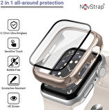 NovStrap Apple Watch Seri 7 8 9 41mm ile Uyumlu Ekran Kasa Koruyucu Kapak Kılıf 360 Tam Koruma