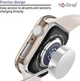 NovStrap Apple Watch Seri 7/8/9 45mm ile Uyumlu Ekran Kasa Koruyucu Kapak Kılıf 360 Tam Koruma