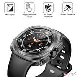 NovStrap Samsung Galaxy Watch Ultra 47mm ile Uyumlu Ekran Koruyucu Cam Kasa Koruyucu Kılıf Sert Pc