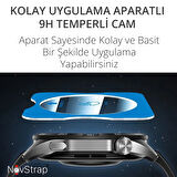 NovStrap Samsung Galaxy Watch 7 44mm ile Uyumlu Ekran Koruyucu 9H Temperli Cam Kolay Uygulama Aparat