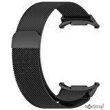 NovStrap Samsung Galaxy Watch Ultra 47 Mm ile Uyumlu Kordon Tam Uyumlu Pimli Metal Hasır Çelik Kayış