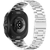 NovStrap Samsung Galaxy Watch Ultra 47 Mm ile Uyumlu Kordon Baklalı Metal Paslanmaz Çelik Kayış