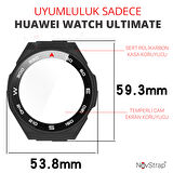 NovStrap Huawei Watch Ultimate ile Uyumlu Ekran Koruyucu Cam ve Kasa Koruyucu Kılıf Sert Pc